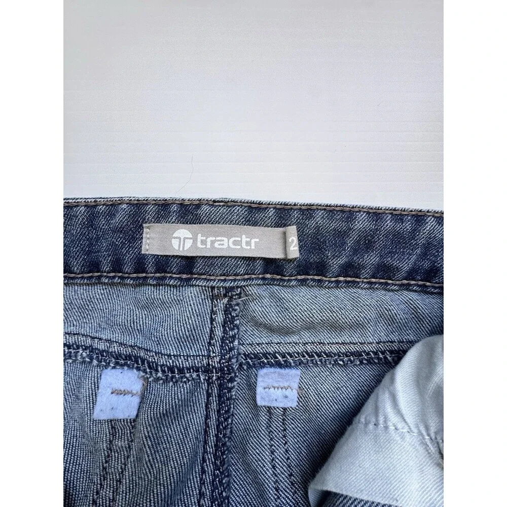 Tractr Girls Size 2 Wide Leg Jeans Blue Rhinestone Studded Denim Pants